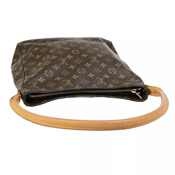 LOUIS VUITTON Logo Looping GM Shoulder Bag Monogram Leather Brown M51145 89ED212 - Picture 5 of 14